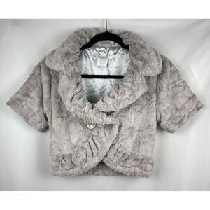Vintage Y2K Charlotte‎ Russe Grey Faux Fur Cropped Shrug Jacket Small Old Money